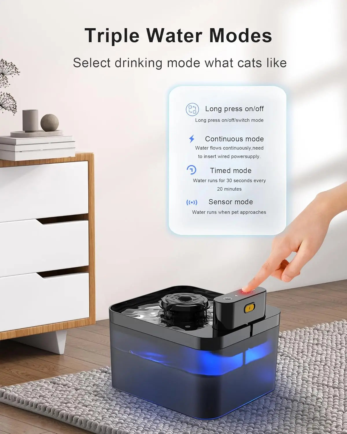 Alaika Wireless Automatic Smart Pet Fountain (2.2L Sensor Activated)