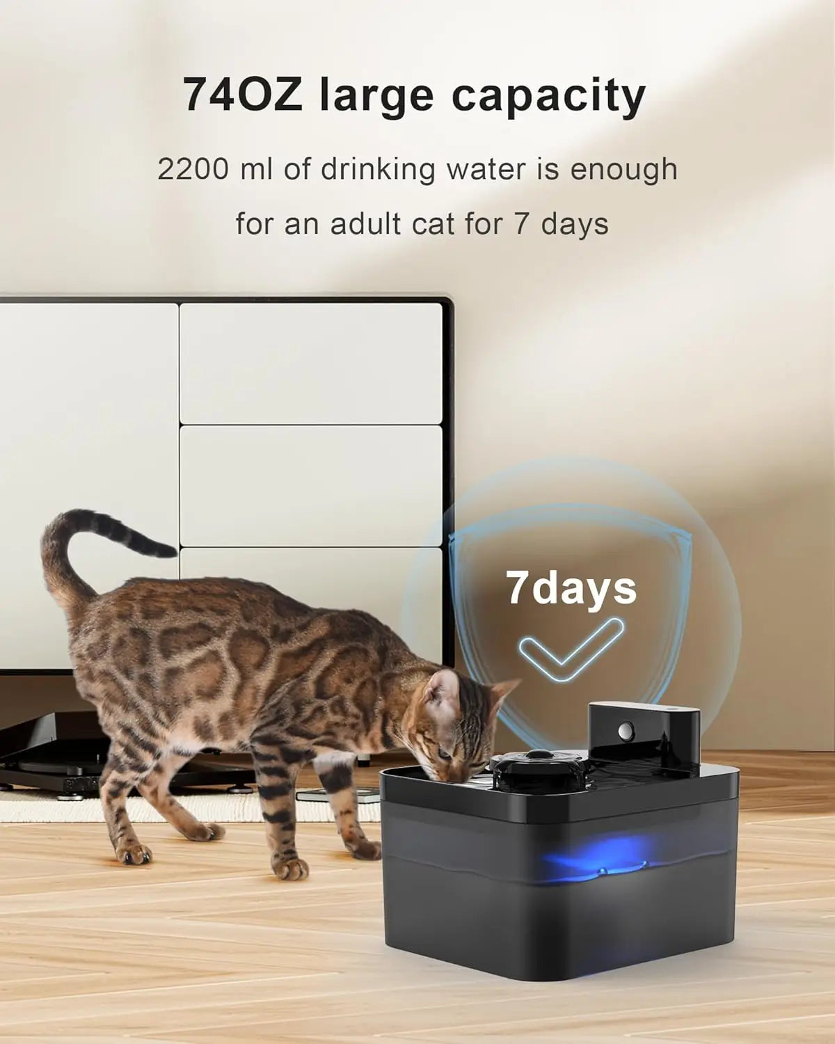 Alaika Wireless Automatic Smart Pet Fountain (2.2L Sensor Activated)