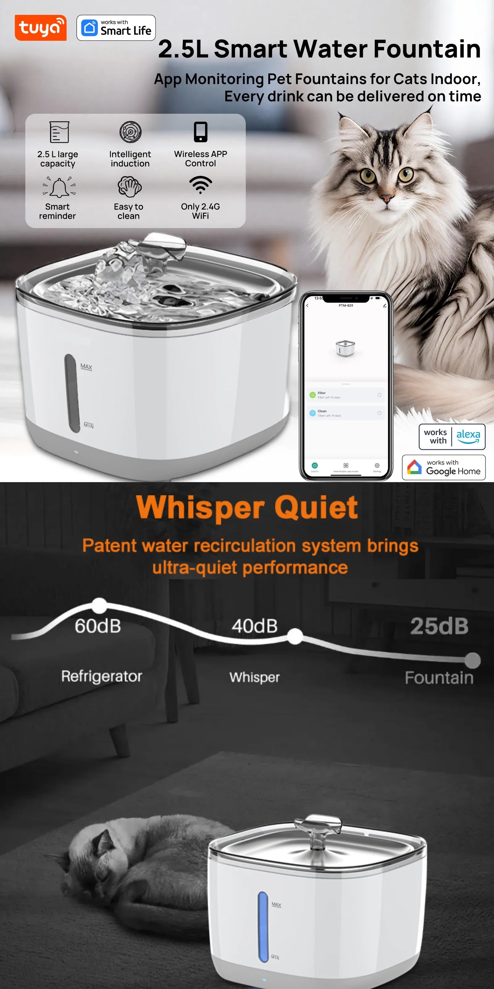 Alaika PureStream™ WiFi Smart Pet Fountain (2.5L)