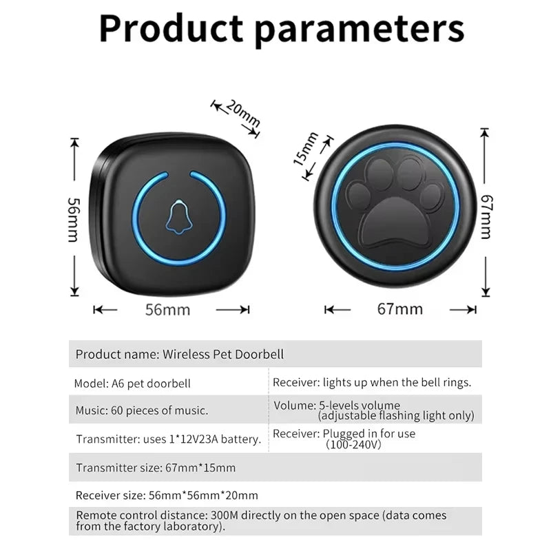 Alaika "No-Scratch" Smart Pet Doorbell & Potty Training Pager