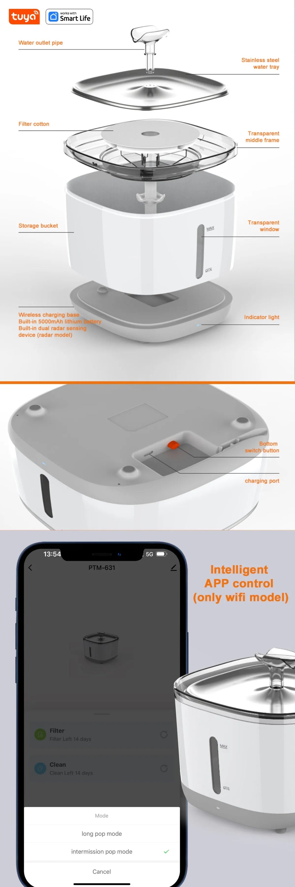 Alaika PureStream™ WiFi Smart Pet Fountain (2.5L)