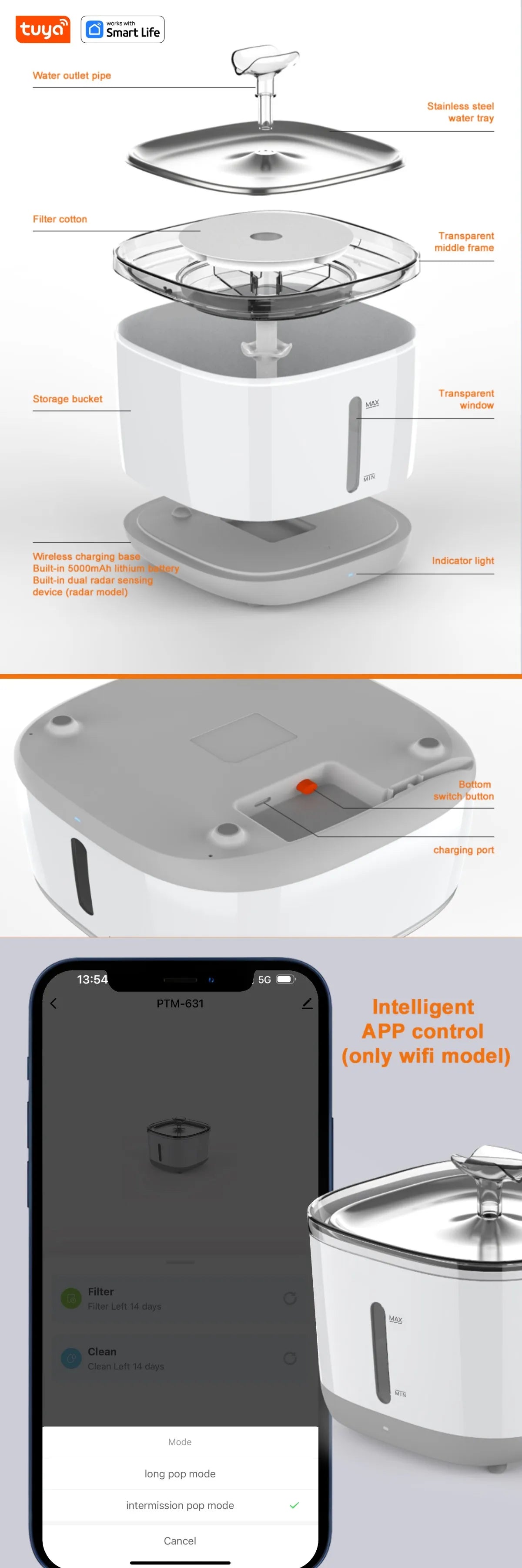 Alaika PureStream™ WiFi Smart Pet Fountain (2.5L)