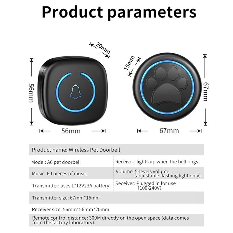 Alaika "No-Scratch" Smart Pet Doorbell & Potty Training Pager