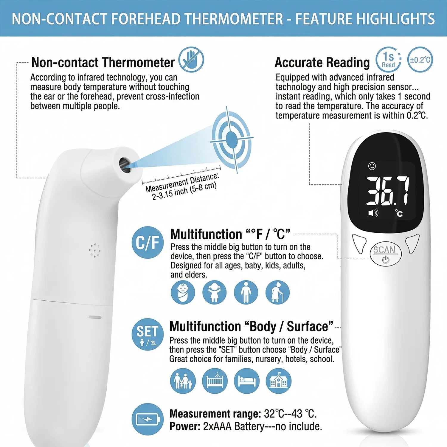 Alaika "No-Stress" Non-Contact Digital Pet Thermometer